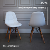 Silla LEVEL Eames Capitoné 1110 LVS-049 BLANCO